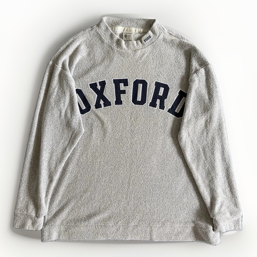 PINK x Oxford University 2016 Limited Sweater M Gray Terry Knit Mock Neck Preppy